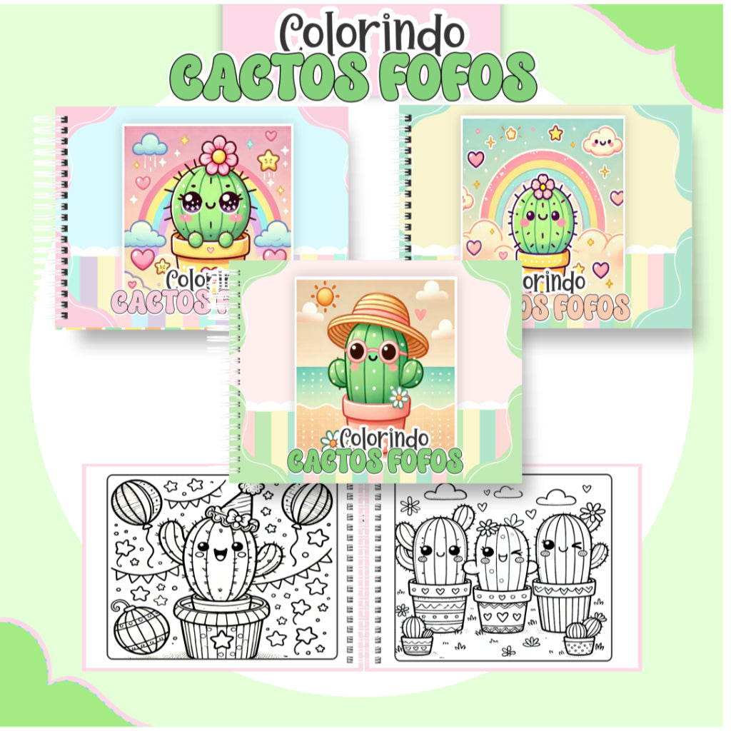 Livro de Colorir Cactos Fofos - 100 Folhas