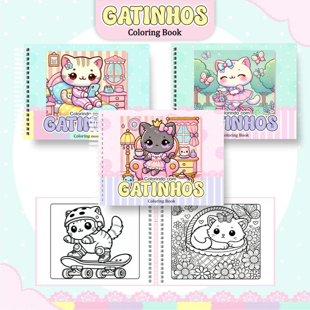 Livro de Colorir Gatinhos - 100 Folhas