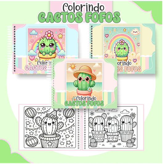 Livro de Colorir Cactos Fofos - 100 Folhas