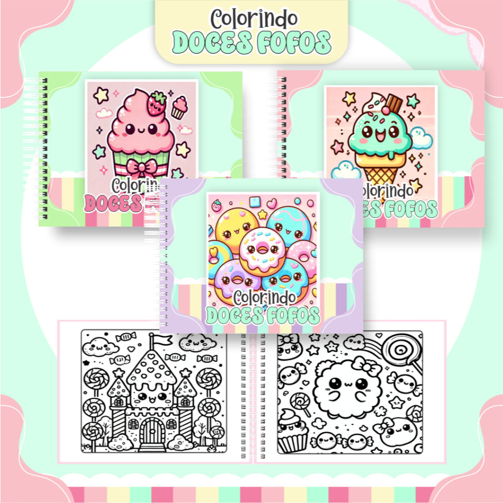 Livro de Colorir Doces Fofos - 100 Folhas