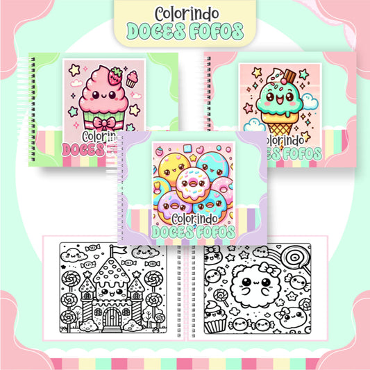 Livro de Colorir Doces Fofos - 100 Folhas