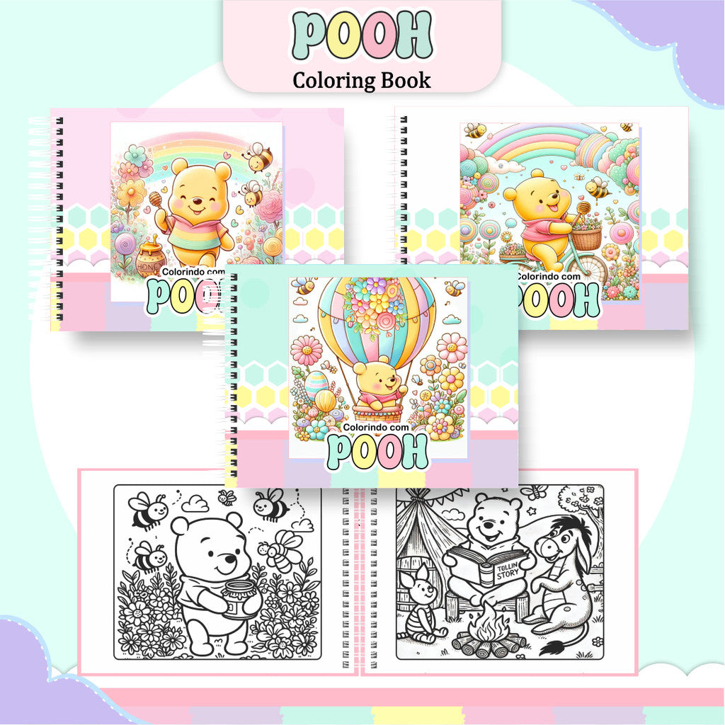 Livro de Colorir Pooh Rosa - 100 folhas